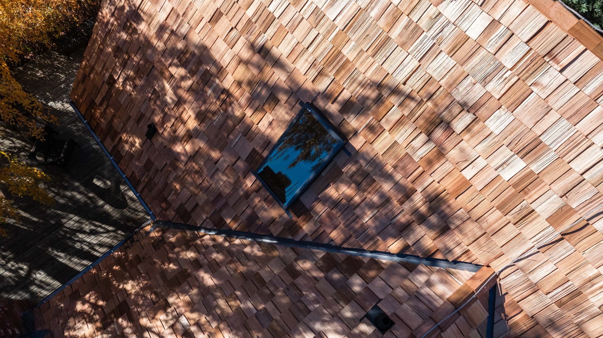 Skylight with cedar roofing